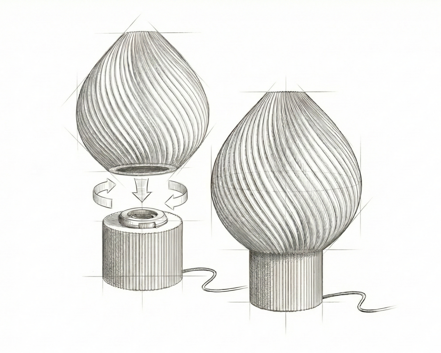 Skiss av lampan tulpan